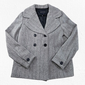 Banana Republic Wool Blend Herringbone Double Breasted Peacoat Jacket Size Med